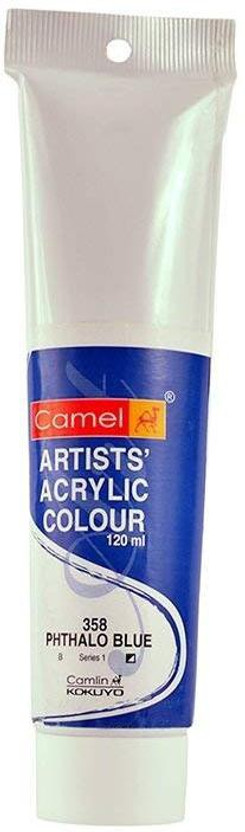Camel Kokuyo Artist Acrylic Colour Tubes 120ml Phthalo Blue 358(Set of 1, Phthalo Blue)