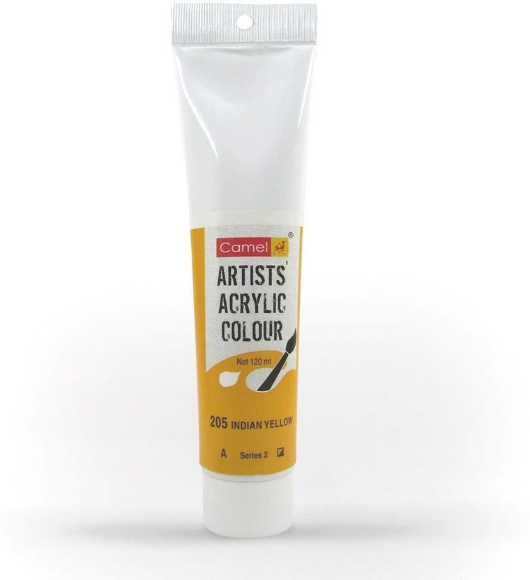 Camel Kokuyo Artist Acrylic Colour Tubes 120ml Indian Yellow 205(Set of 1, Indian Yellow)