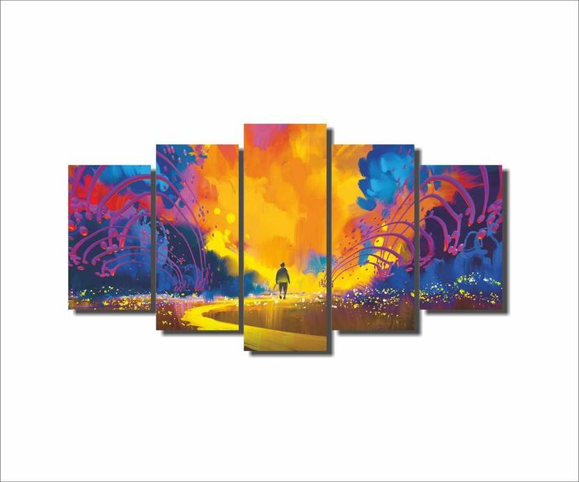 Mad Masters Man Walking To Abstract Colorful Landscape