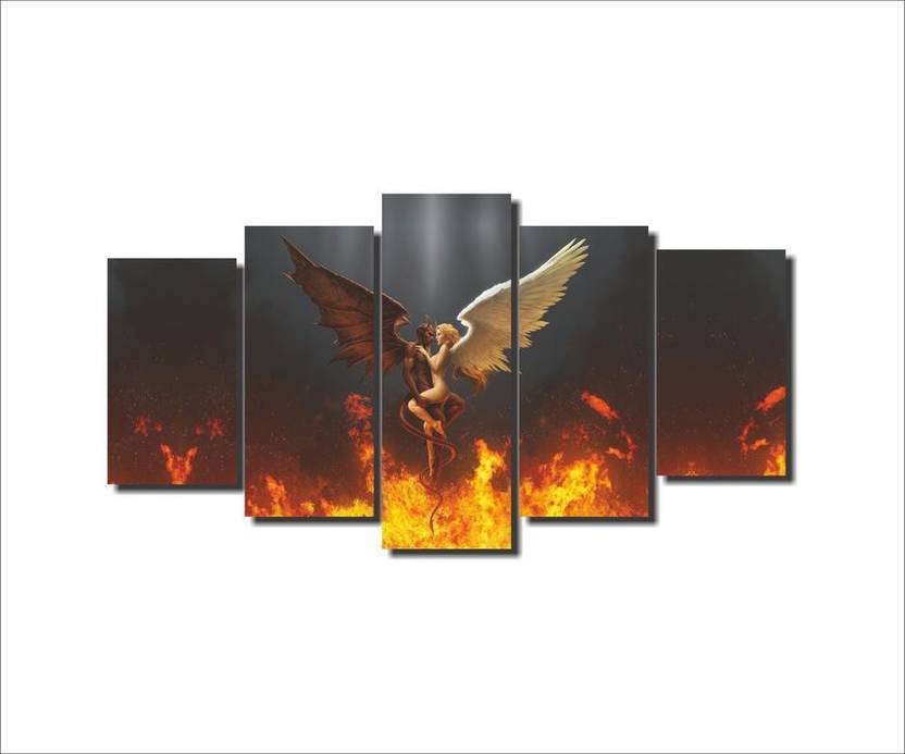 Mad Masters Angel And Demon On Fire Original Canvas With