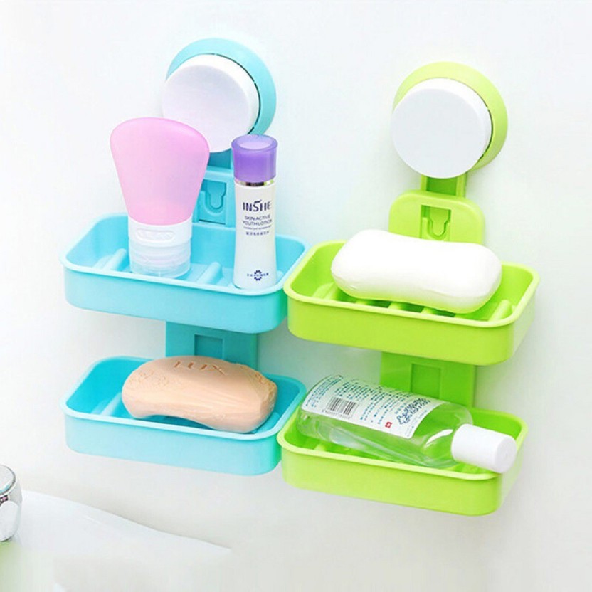 Plastic Suction Cups Soap Toothbrush Boxes Dish Holder Bathroom Shower Accessory