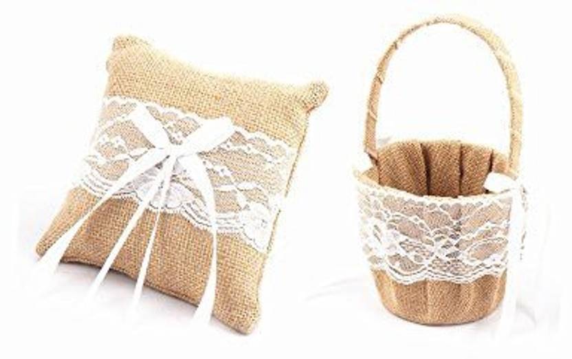 Antrader Romantic Burlap Lace Decor Petals Storage Flower