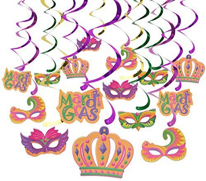 Blue Panda 30 Count Swirl Decorations Mardi Gras Party Supplies