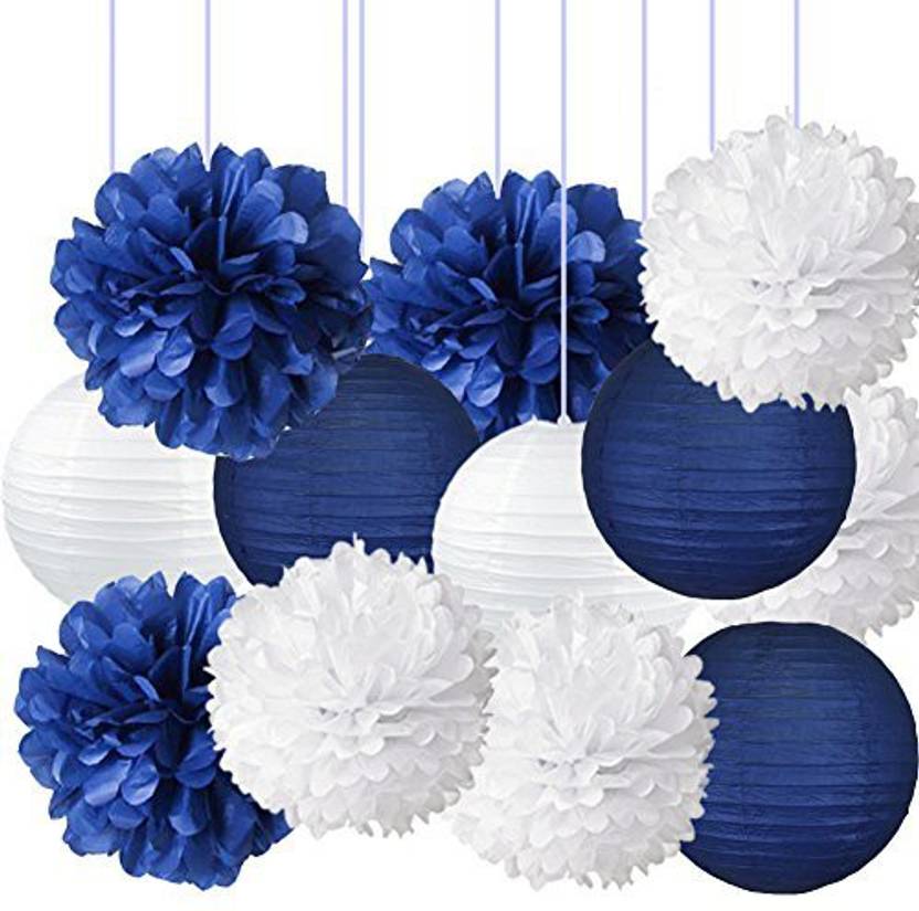 Wonderfulshop Nautical Party Decor Pom Poms Tissue Paper Lanterns