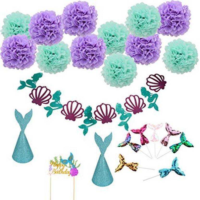 Obangong 23 Pcsset Mermaid Party Supplies Party Decorations For