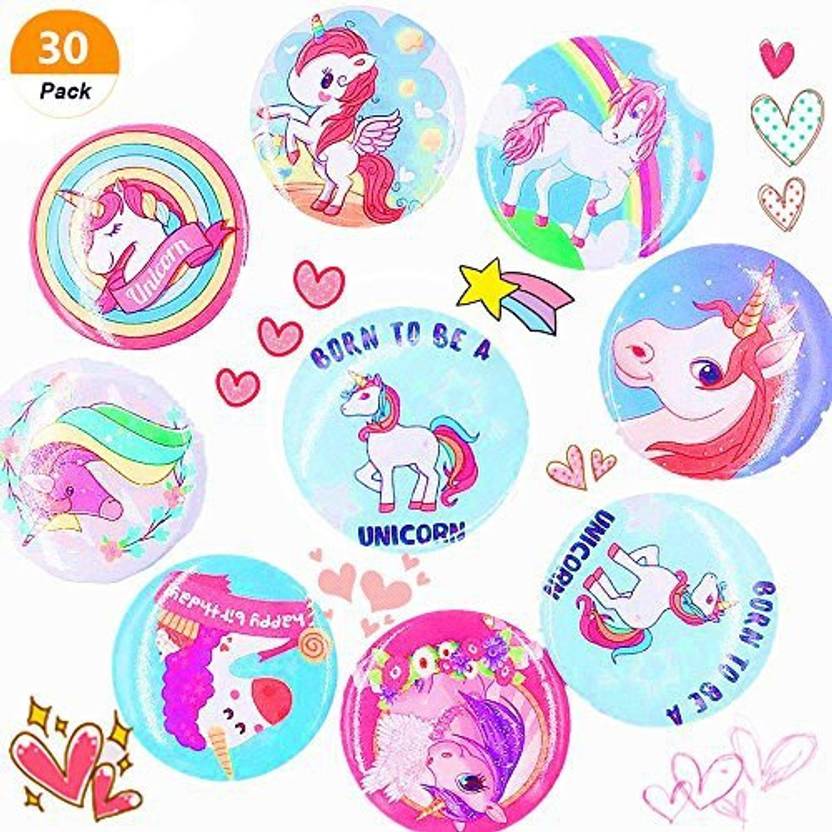 Sakolla 30 Pcs Magical Unicorn Birthday Girl Badges Unicorn