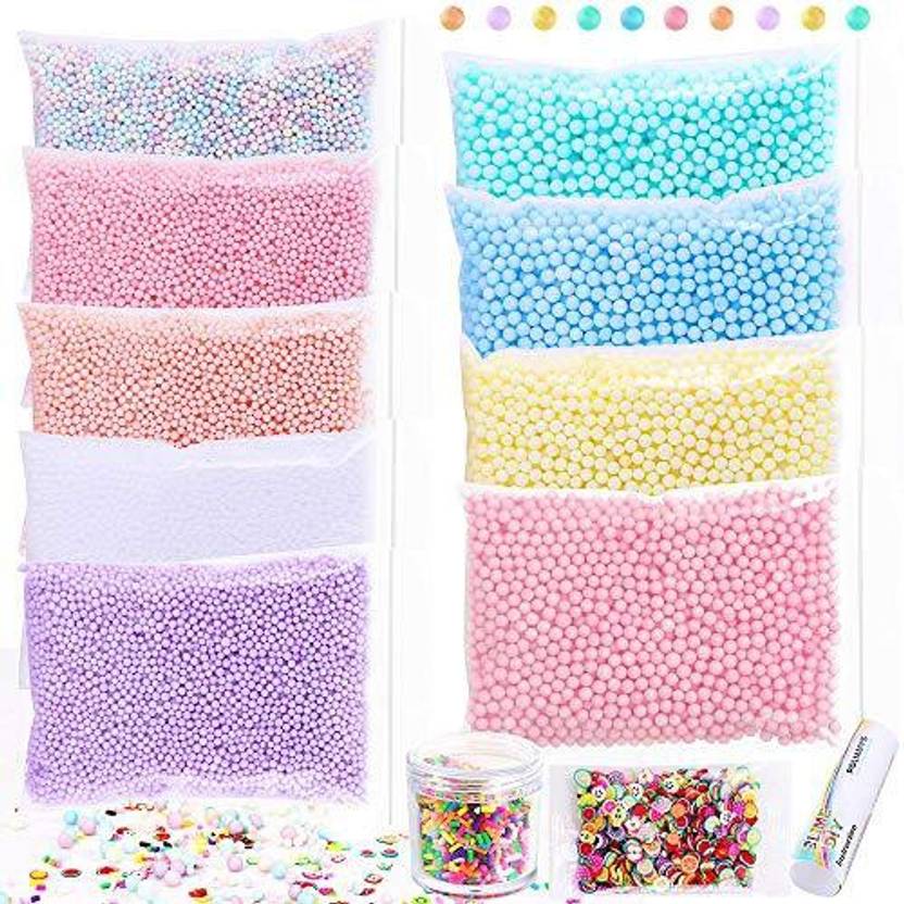 polmmys foam beads for slime and soft clay including chocolate