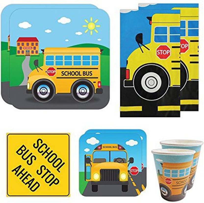 Blue Orchards School Bus Deluxe Party Packs 70 Pieces For 16