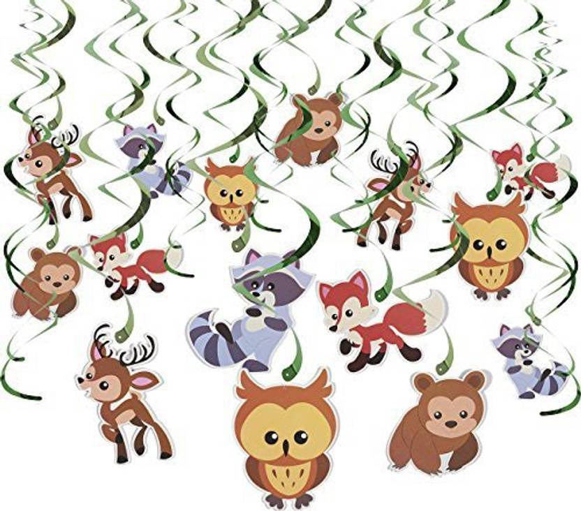 Blue Panda 30 Count Swirl Decorations Woodland Animals