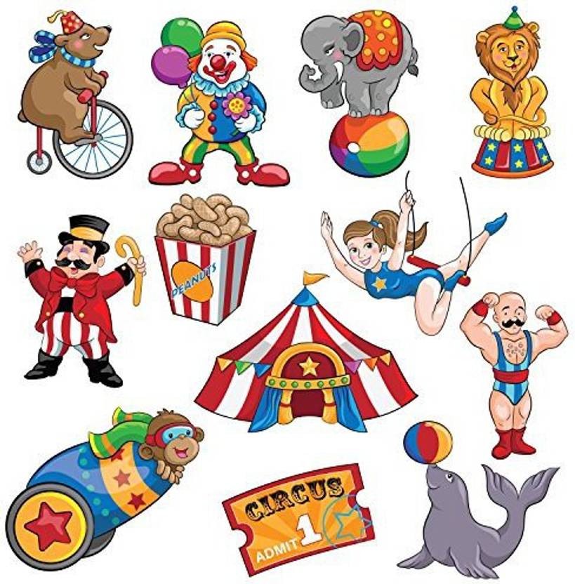 Blue Panda Carnival Cutouts Party Supplies 12 Piece Circus Theme