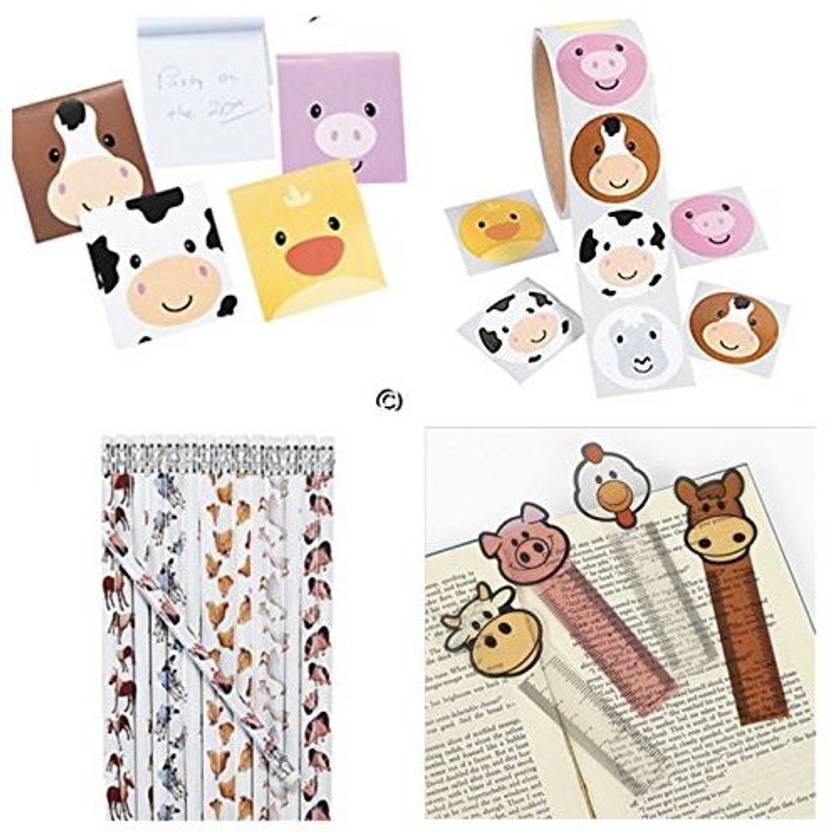 Justfun 60 Farm Animal Party Favors 12 Pencils 12 Notepads 12