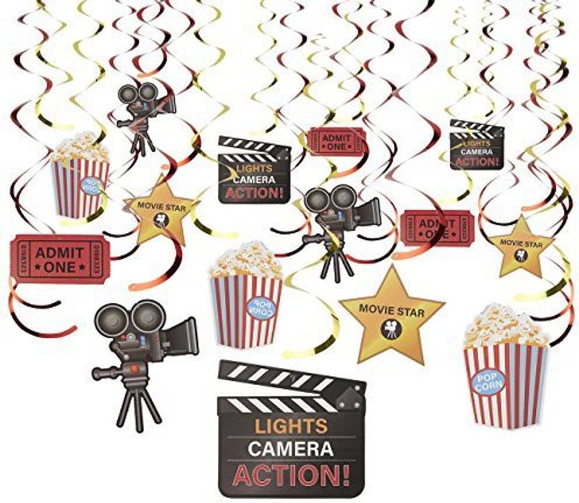 Blue Panda 30 Count Swirl Decorations Movie Night Decorbirthday