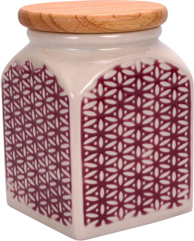 Scrafts Square Design Pink Ceramic Jar Multipurpose Chutney Pickle