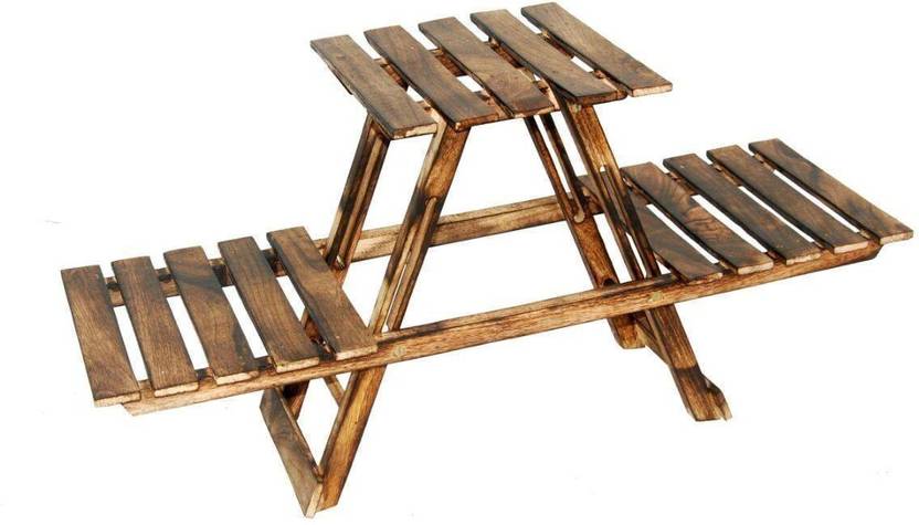 Ruby Perl Wooden Handicraft Fold Able Living Corner Room Side Table Ruby Perl Wooden Handicraft Fold Able Living Corner Room Side Table Stool Flower Port Stand Set Wall Shelf Number Of Shelves 1 Brown