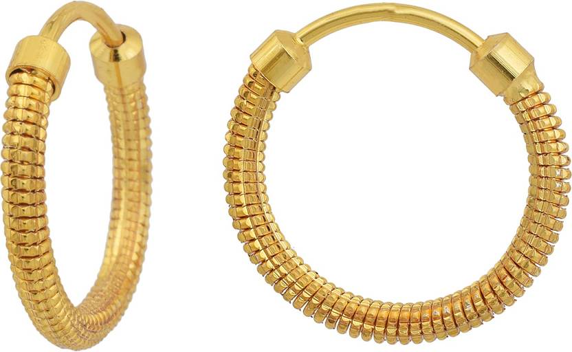 Flipkart Dzinetrendz Gold Plated Br Simple Sober Light Dzinetrendz Gold Plated Br Simple Sober Light Weight Daily Use Carved Design Hoop Bali Earrings