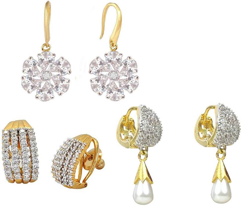 Sitashi Fashion Jewelry Gold Plated American Diamond Zircon And Crystal Stone Ear Rings Combo For S Women Cubic Zirconia Alloy Copper Sitashi Fashion Jewelry Gold Plated American Diamond Zircon And Crystal Stone Ear Rings Combo For S Women Cubic Zirconia Alloy Copper