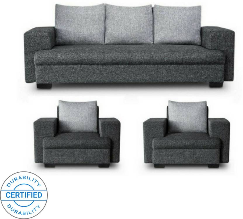 Gioteak Cly Fabric 3 1 Grey Black Sofa Set Price In India Gioteak Cly Fabric 3 1 Grey Black Sofa Set