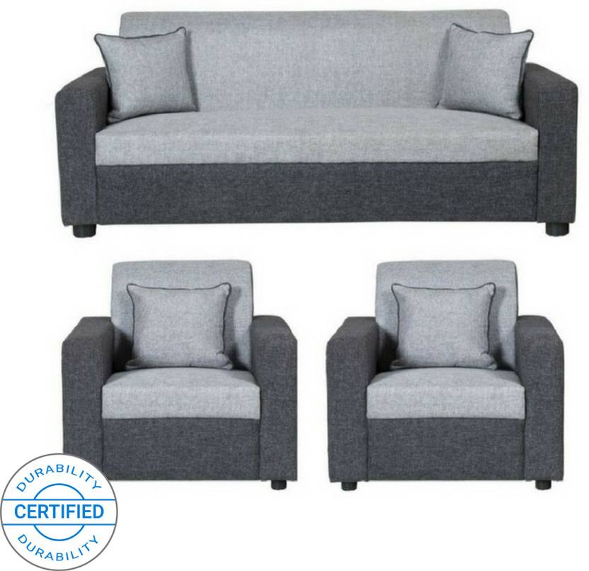 Gioteak Cly Fabric 3 1 Light Grey And Black Sofa Set 1 Light Grey And Black Sofa Set