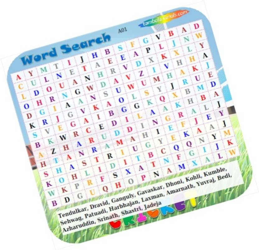 PartyStuff Indian Cricketer Word Search - Word Search in Paper Games (18 Cards) Word Games