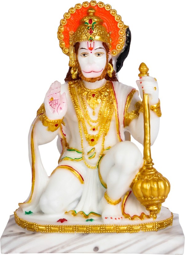Multi-Coloured Marble Saraswati Statue Showpiece Idol-8 INCH Marble, Multicolor
