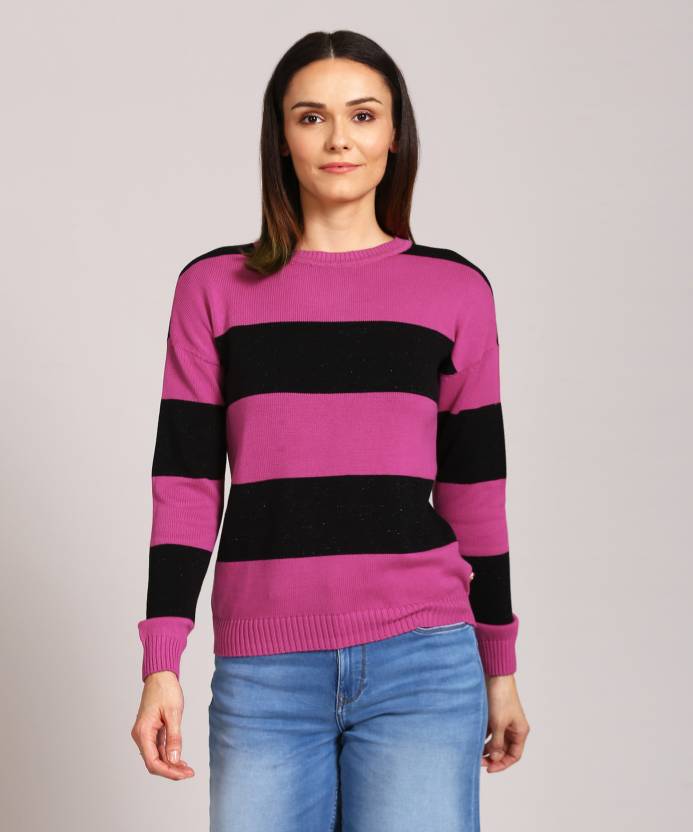 LEVI'S Striped Round Neck Casual Women Black, Pink Sweater - Buy Multi  LEVI'S Striped Round Neck Casual Women Black, Pink Sweater Online at Best  Prices in India 