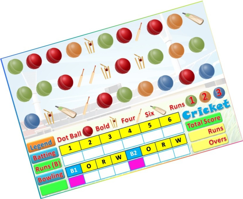 PartyStuff Cricket Score Calculation Easy - Calculate Items in Paper Games (12 Cards) Party & Fun Board Game