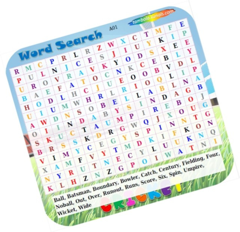 PartyStuff Cricket Terms Word Search - Word Search in Paper Games (18 Cards) Word Games