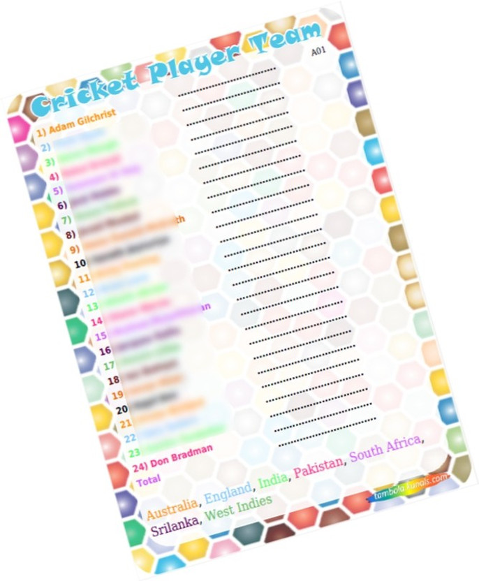PartyStuff Cricket Player Team Match - Choice Fill in Paper Games (12 Cards) Word Games