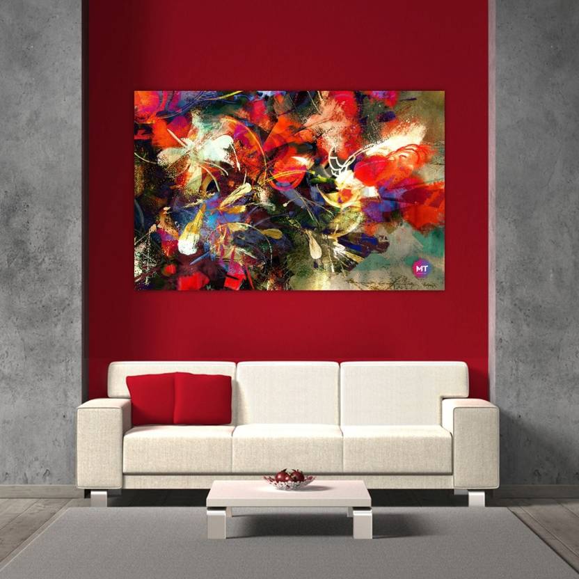 Chandras Abstract Bright Colorful Flowers Single Frame Panel