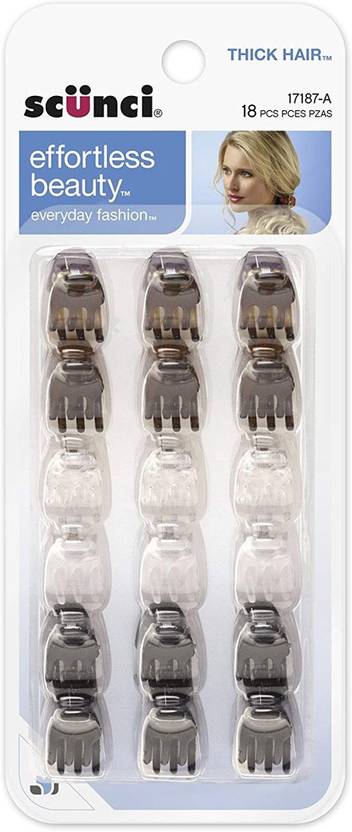 Scunci Effortless Beauty Thick Hair Mini Jaw Clips 1 Cm 18 Count