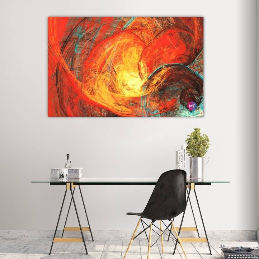 Chandras Abstract Flaming Sun Single Frame Panel Canvas Wall