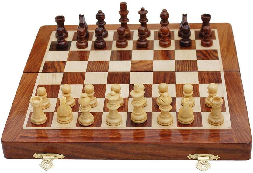 Quinergys International Chess Set Folding Wooden Chess Board