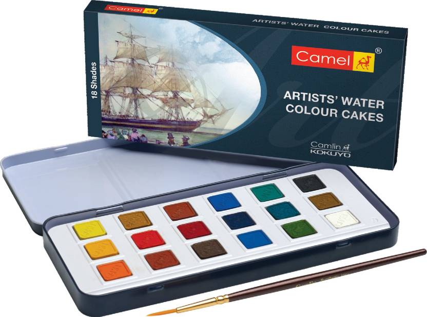 Camel Artist Water Colour Cakes 18 Shades Prints, Stamps & Painting Kit