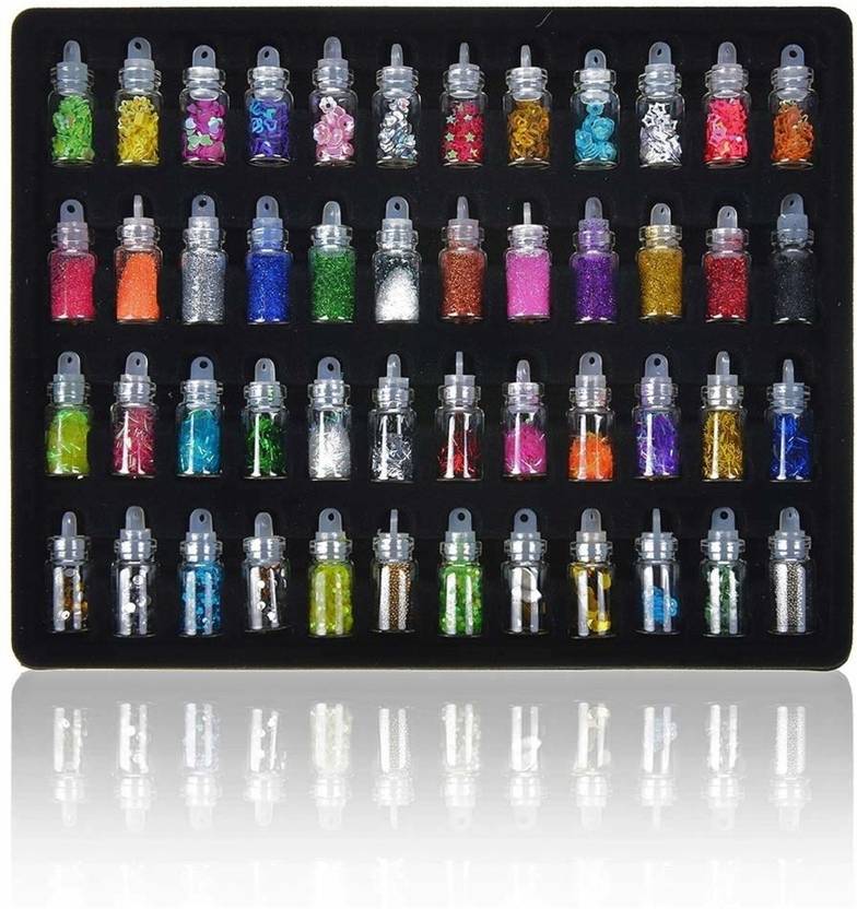 Vitara Glass Bottles 3d Nail Art Set Glitter Sequins Hnstnes Beads