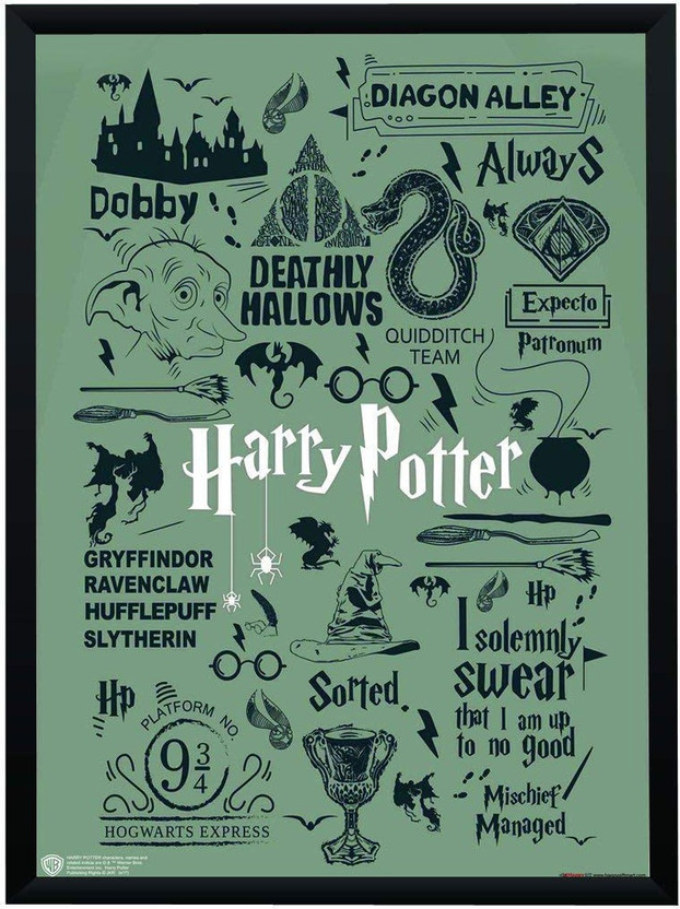 Harry potter poster print wall art decor hogwarts dobby dumbledore snape merch