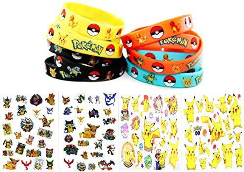 assortmart 24 pokemon bracelets and temporary tattoo sheet