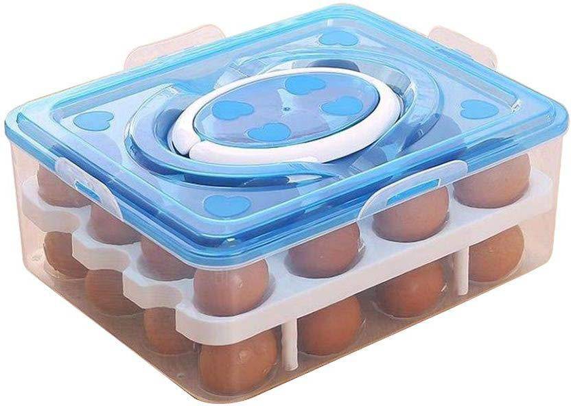 Inditradition Double Layer 32 Egg Storage Box Refrigerator Safe Basket 2 5 Dozen Plastic Container