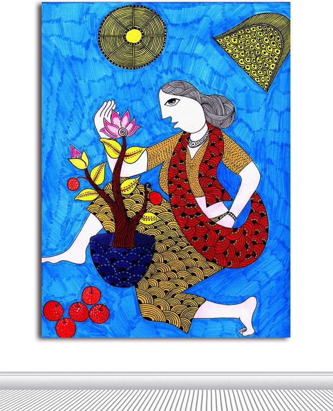 Tamatina Tamatina Gond Canvas Painting Beautiful Woman