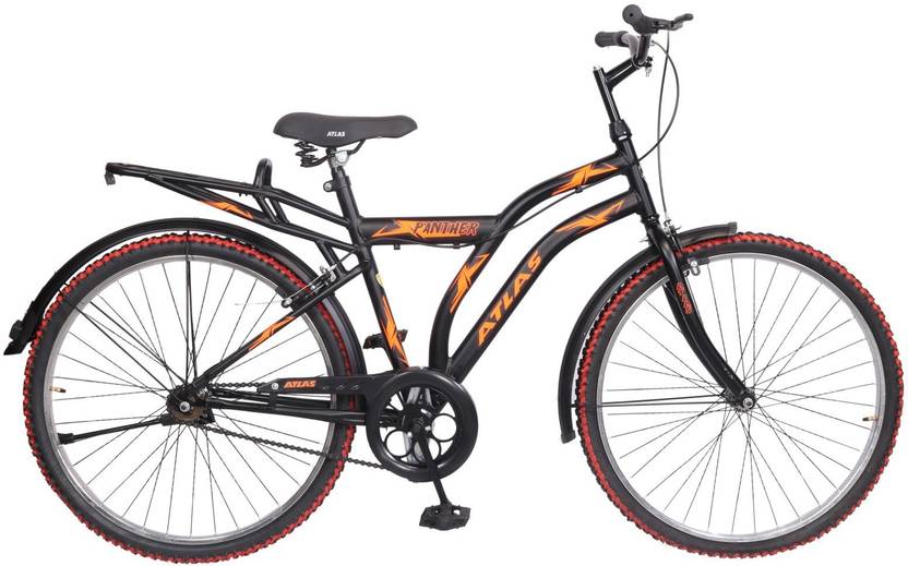 ATLAS Panther Bicycle For Adults Matt Black&Orange 26 T Mountain Cycle