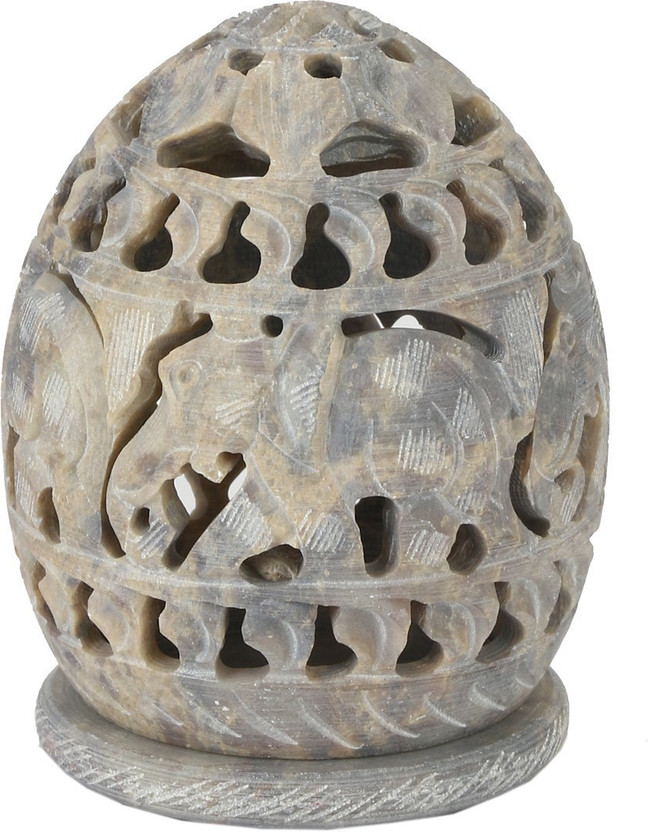 Soapstone Tea Light Candle Holder Marble Lamp Hand Carved Decorative T-Light