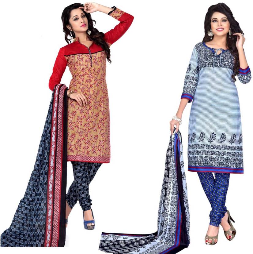 Sahari Designs Cotton Blend Printed Salwar Suit Material Price in India -  Buy Sahari Designs Cotton Blend Printed Salwar Suit Material online at  Flipkart.com