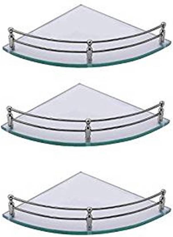 Atman Glass Corner Wall Shelf For Home Shelves Bathroom Atman Glass Corner Wall Shelf For Home Shelves Bathroom Set Of 3 Number Clear
