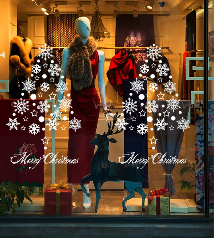 Christmas Decoration Wall Stickers Shop Window Winter Decals Merry