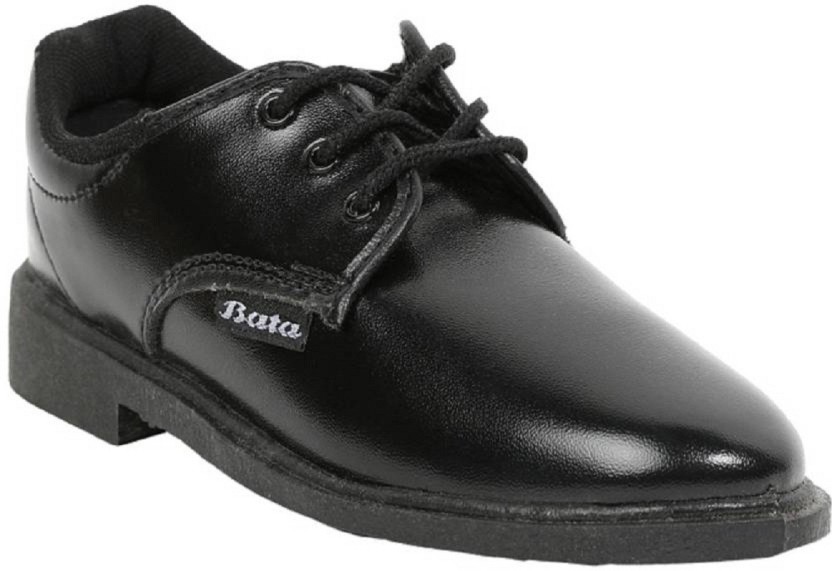 Black Leather Lace Up School Shoes Back 