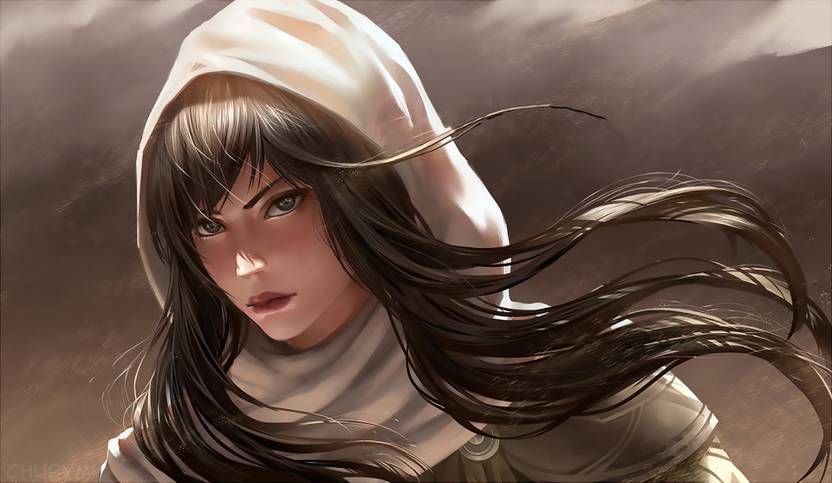 Athah Anime Original Hoodie Girl Long Hair Black Hair 13 19