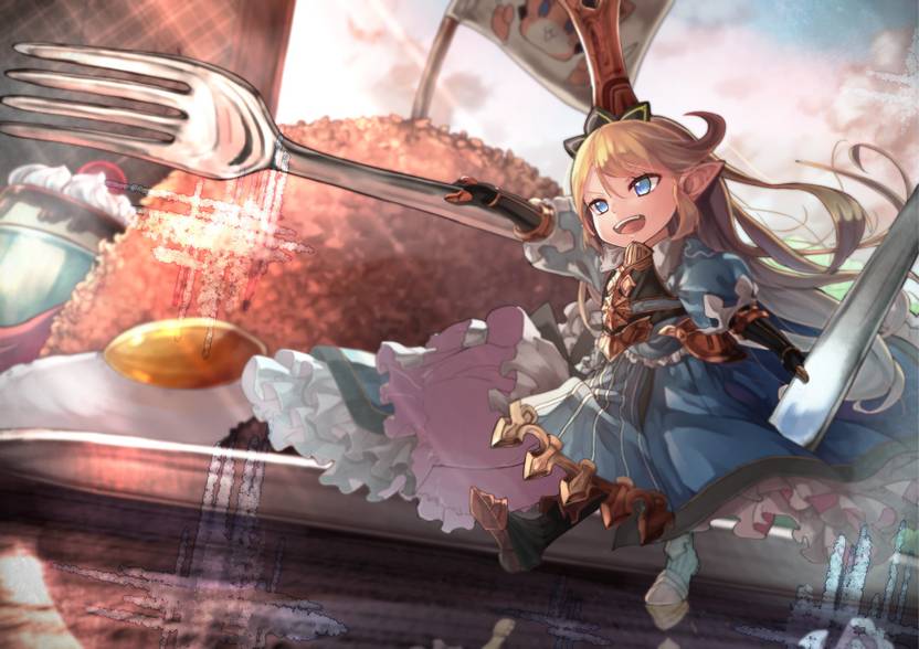 Athah Anime Granblue Fantasy Charlotta Video Game Chibi Fork Blue