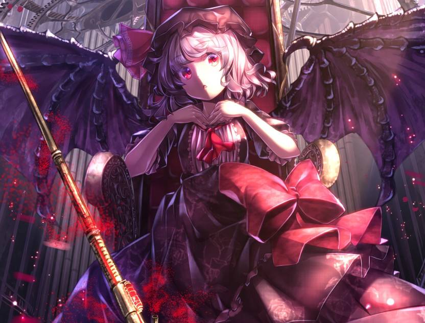 Athah Anime Touhou Remilia Scarlet Short Hair Red Eyes Dress