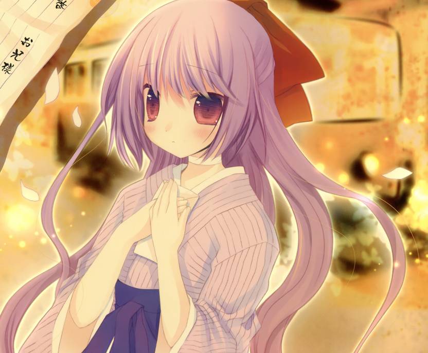 Athah Anime Original Long Hair Purple Hair Kimono Purple Eyes