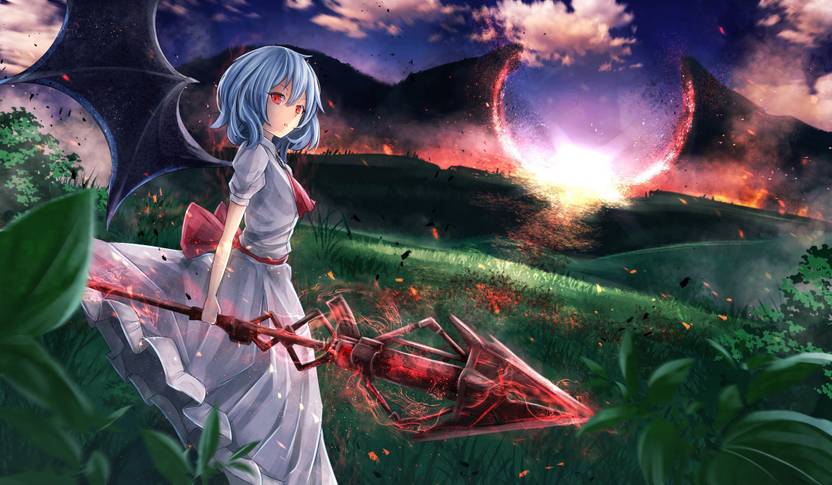 Athah Anime Touhou Remilia Scarlet Red Eyes Landscape Dress