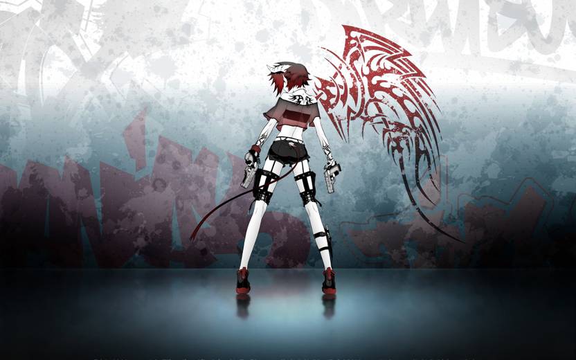 Athah Anime Women Wings Girl Gun Redhead 13 19 Inches Wall